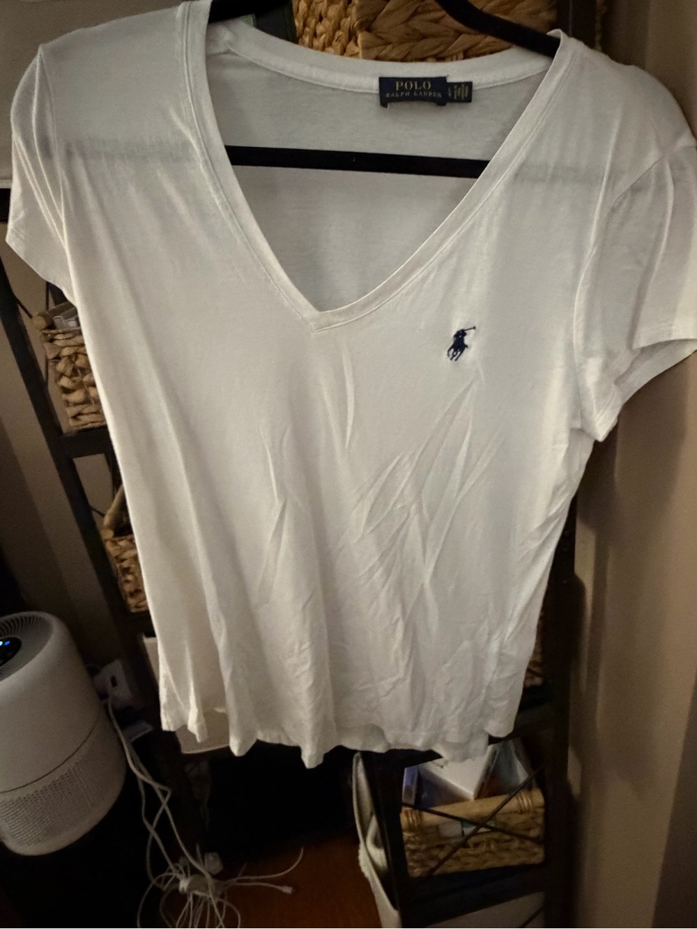 Polo by Ralph Lauren White V-Neck Tee with Navy Pony